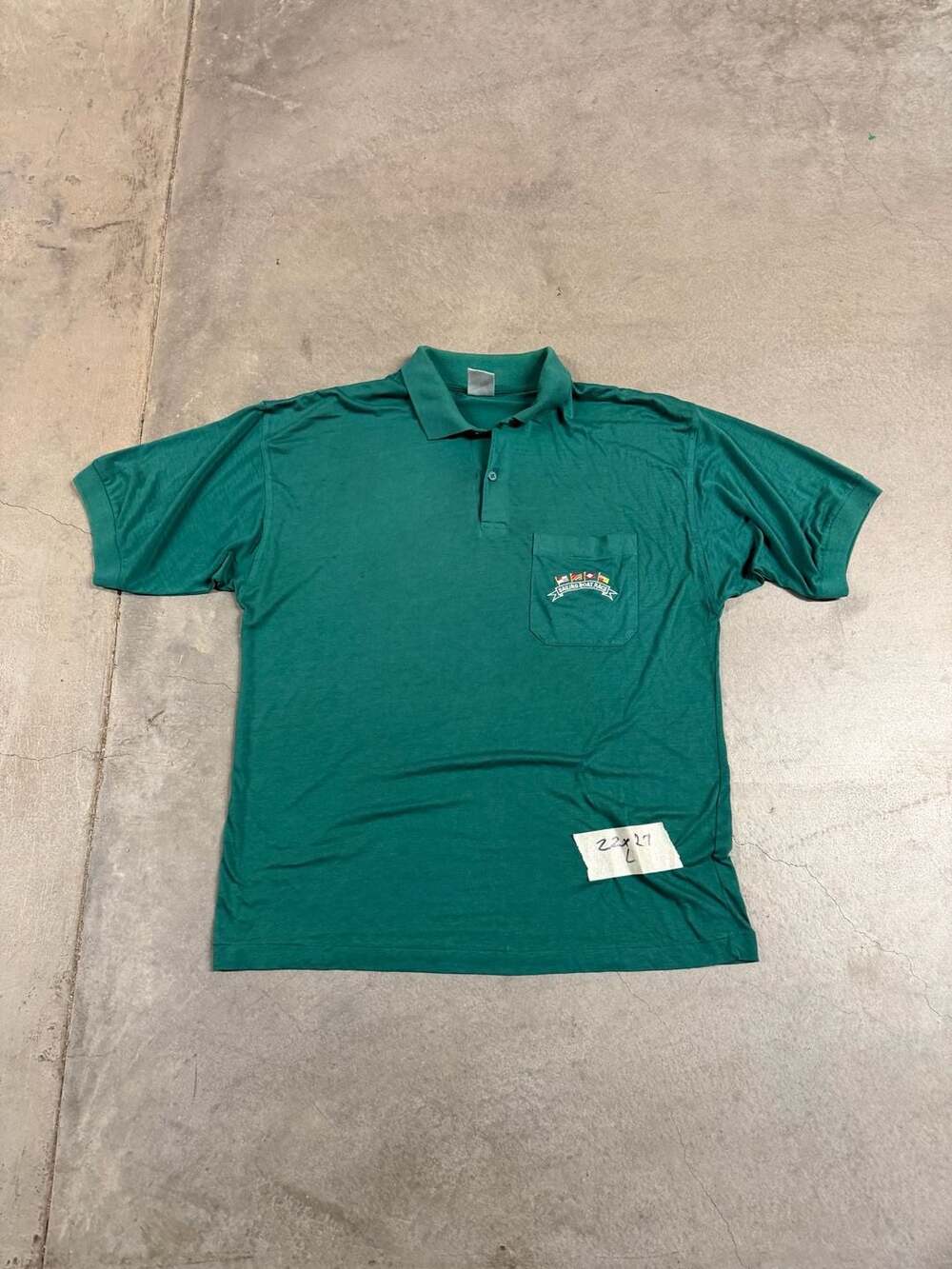 Vintage Sailing Boat Race Green Polo Shirt Size L